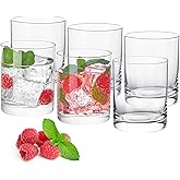 Heat-Resistant Drinking Glasses Set of 6 Double Fashioned Glass Lowball Tumblers 13.8oz Made From Premium Borosilicate All Crystal-Clear Water Cups (High borosilicate, Lowball)