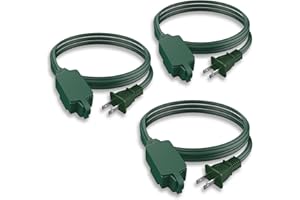 PLUGTUL Green Indoor Extension Cord 6 FT, 2 Prong Extension Cord, 3 Polarized Outlets with Safety Cap Protect for Home Office, 16/2 SPT-2 ETL Listed, 3 Pack