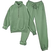 TAQCUX Womens Sweatsuits Fleece Lined Jogging Sweatpants and Half Zip Sweatshirts 2 Piece Matching Sweat Sets