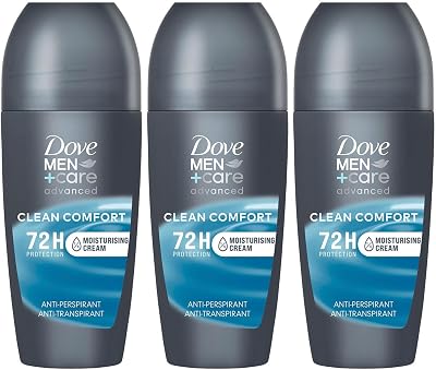 Dove Men+Care Clean Comfort Antiperspirant Deodorant Roll On 72H 50ml 3 Pack