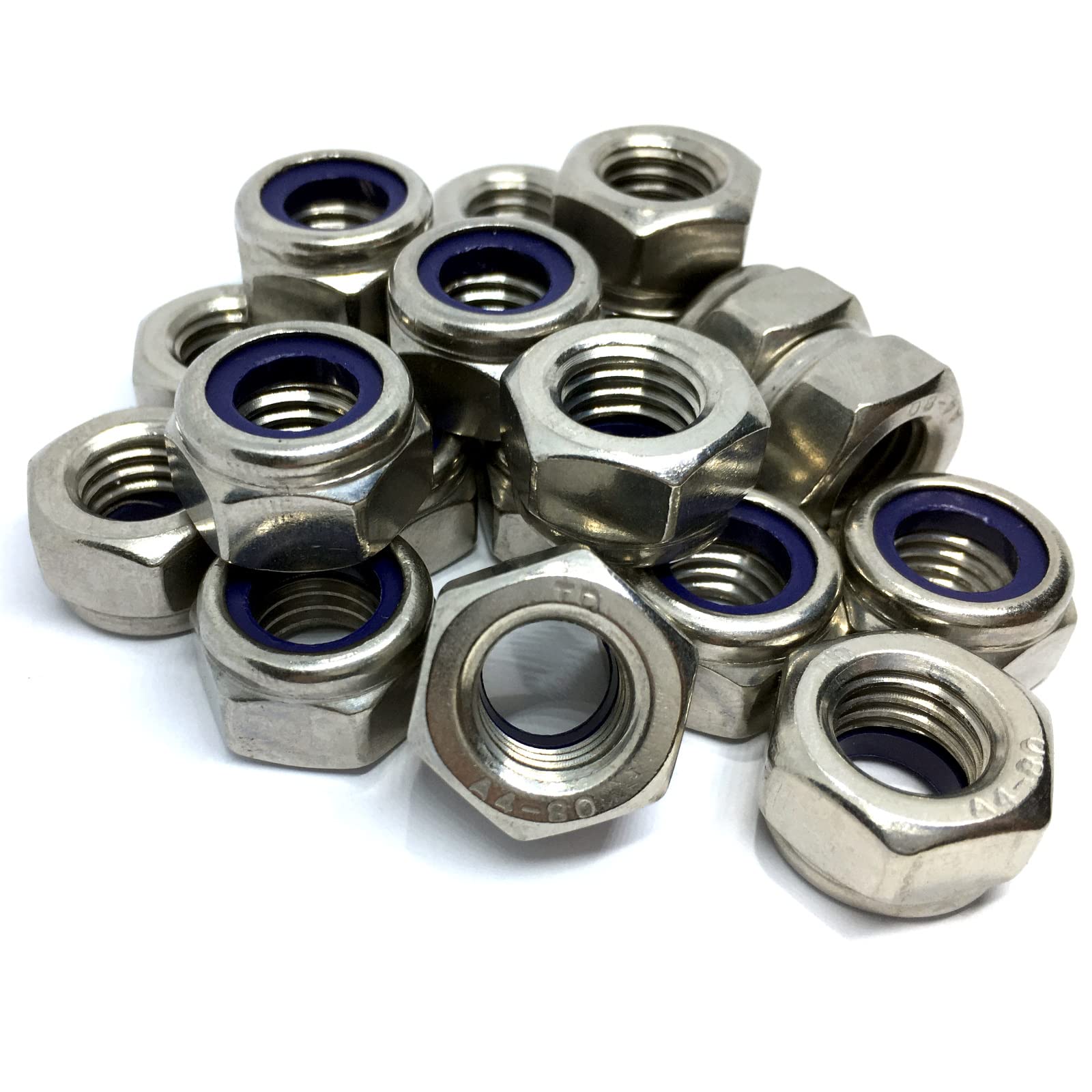 M12 Nylon Locking Nut DIN985 Type T, A4 (316) Stainless Steel (Pack of 20)