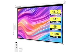 VIVOHOME Motorized Projector Screen with Remote, 16:9 84 Inch Auto Electric Projection Screen, HD 4K Movie Screen for Home Th