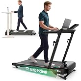 UREVO Foldable Treadmill with Adjustable Laptop Desk, 9% Auto Incline | Height-Adjustable Laptop Desk,9% Automatic Incline,Quiet Dual Brushless Motor System,