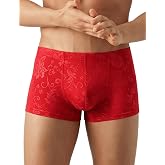 Nolrahiur Mens Lace Underwear Sexy Boxer Briefs Mesh Pants Soft Bikini Breathable Cheeky underpants Bulge Pouch for Men
