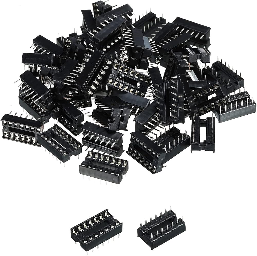 sourcing map 14 Pin DIP IC Socket Adapter 2.54mm Pitch Flat Pin 30 Pack PCB