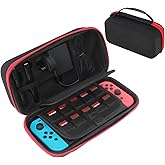 CAPASTEC Case for Switch, Versatile Case with 20 Game Card Slots for Nintendo for Switch Oled, Carrying Case, Travel Case for Switch Console, Black Red