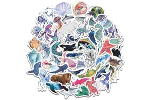 XXMML Ocean Stickers for Water Bottles, Cute Stickers for Laptop Phone Skateboard Luggage Helmet Guitar Bike Car, Cool and Trendy Waterproof Vinyl Decal for Teen and Girls (Marine Life)