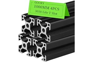 GOORY 4pcs Aluminum Extrusion 3030 39.37"(1000mm) T Slot European Standard - Anodized Extruded Linear Rail Guide for DIY 3D Printer CNC Router Laser Engraving Automated Machine Equipment Black