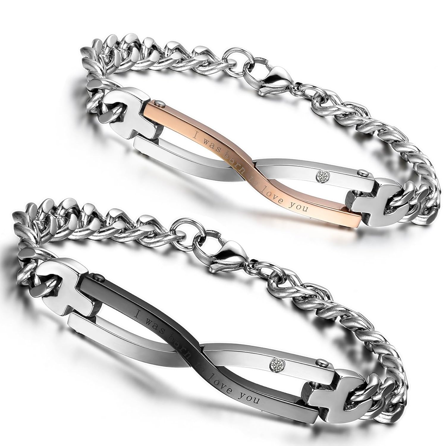 Flongo Brazalete Pulsera Pareja Novios Pulsera Acero inoxidable El Amor Infinito Regalo