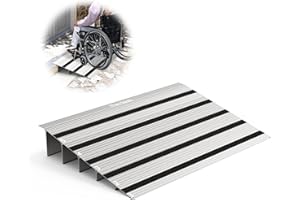 Nuvium 5" Rise Threshold Ramp, Aluminum Door Entry Ramp for Wheelchairs, 800lbs Load Capacity, Adjustable Temporary or Permanent Ramps for Scooters, Walkers, Canes, Crutches