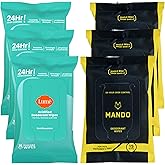 Mando Deodorant Wipes and Lume Acidified Deodorant Wipes (Cool Cucumber) - Aluminum Free, Baking Soda Free, Skin Safe, Skin Loving - 15 Count (Pack of 6)