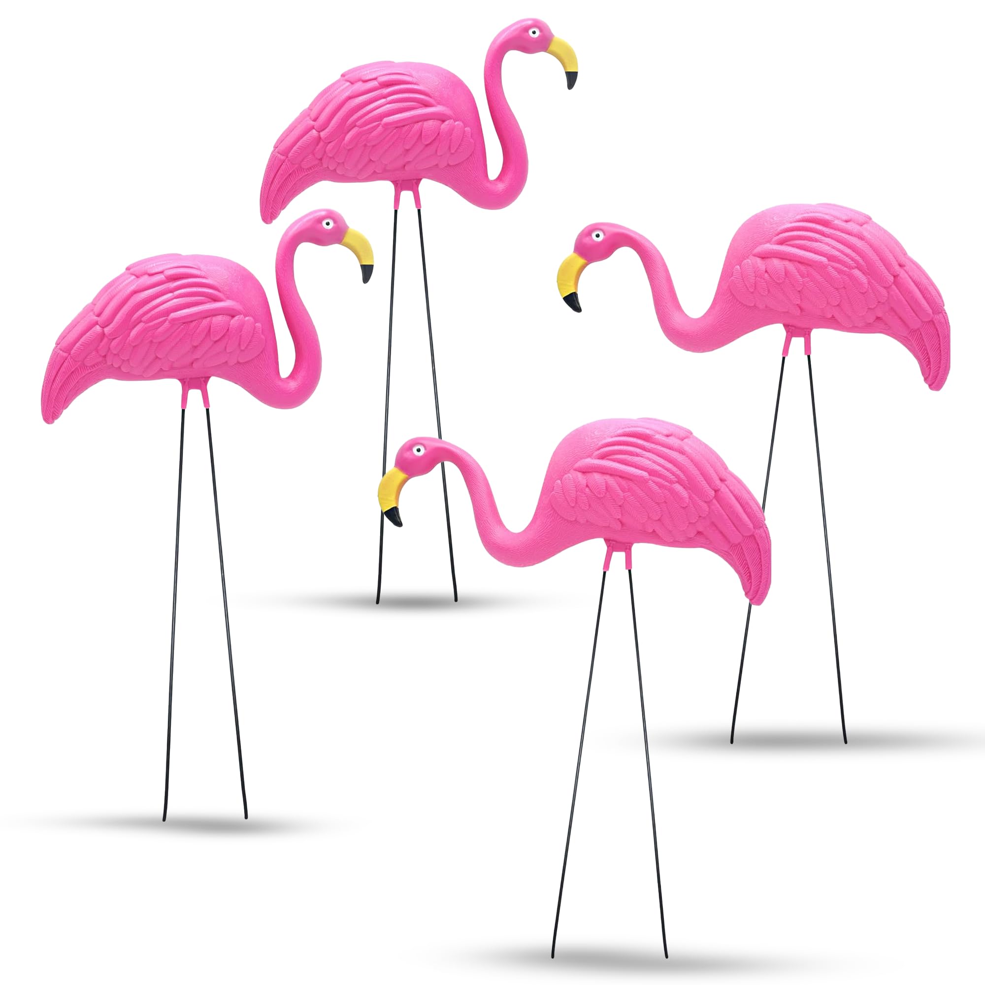 Photo 1 of 4E's Novelty 4 Pink Flamingos Yard Decorations - Extra Large 24" Flamingos Yard Ornaments - Pink Flamingos for Yard Sculptures & Statues - Lawn Flamingos Outdoor Garden Decor, Weather Resistant