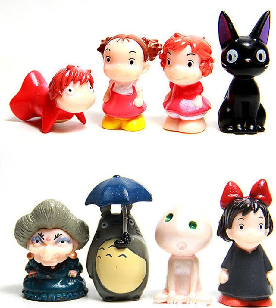 Karen accessories Hayao Miyazaki Animation Figures Set, 8 Pcs Spirited Away Yubaba Ponyo Mononoke Princess Totoro Kiki's Delivery Service Jiji Cat