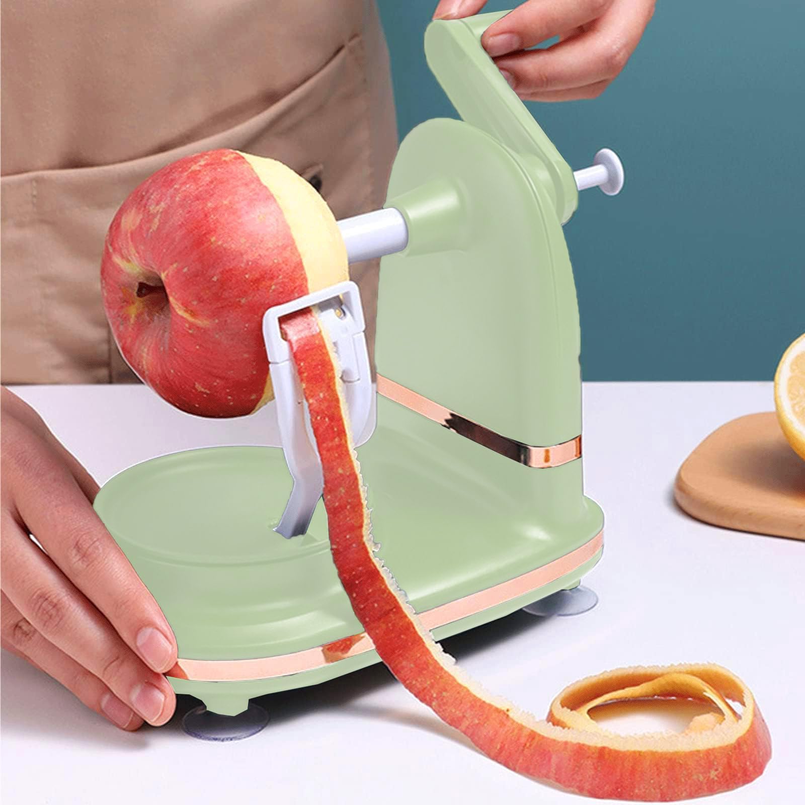 Apfelschäler, Kartoffelschäler, Gemüse- und Obstschäler, Kartoffelschälmaschine, Apfelschälmaschine 3 in 1 für das Schneiden (Hellgrün) 7