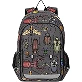 Fisyme Insects Vintage Bugs School Backpack Laptop Backpack Bags Bookbag Travel Casual Computer Notebooks Daypack