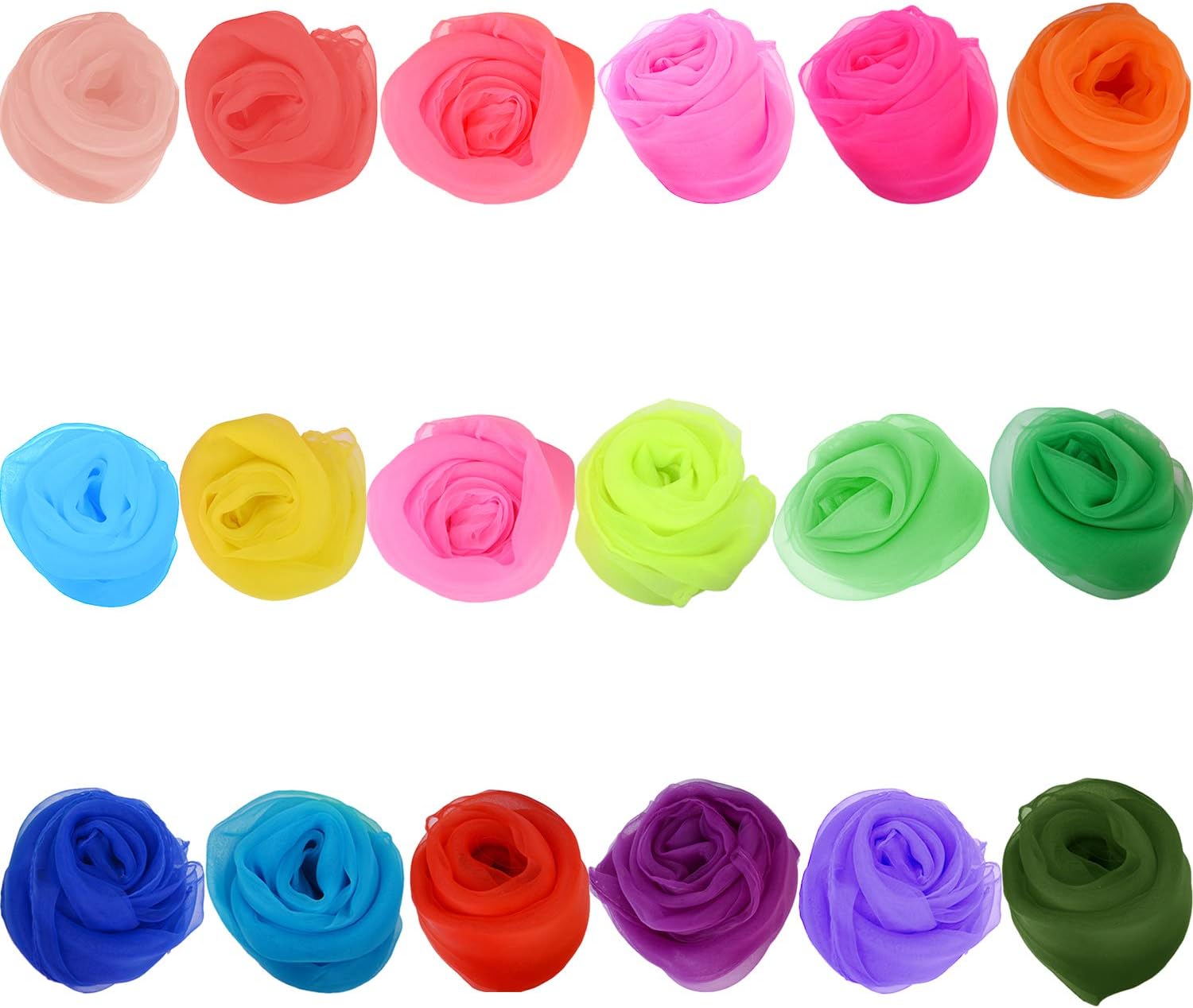 Zhanmai 36 Pieces Square Dance Scarves Juggling Scarf Props Magic Silky Scarves, 24 by 24 Inches (Multicolored): Toys & Games