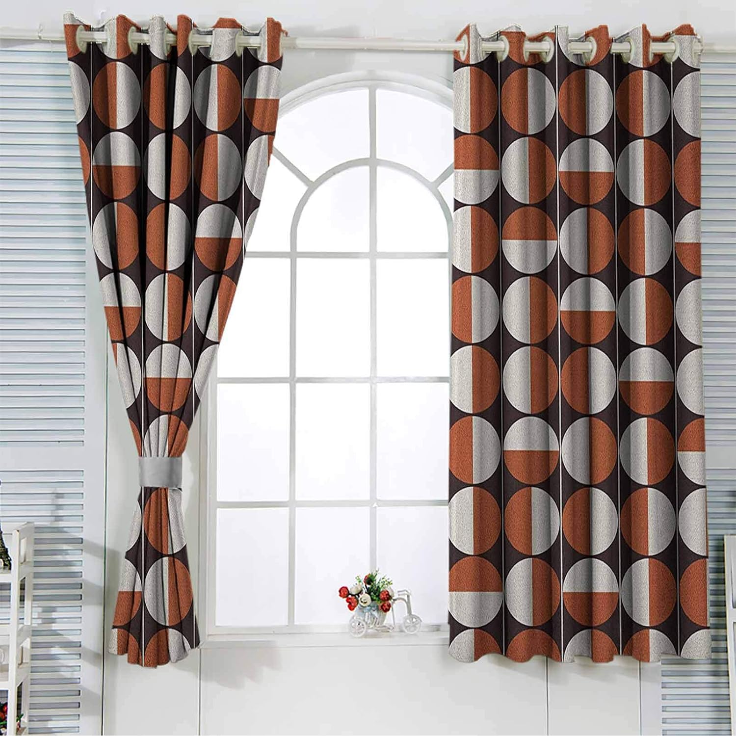 Amazon.com: Mid Century Window Curtain Grommet Repeating Bicolor