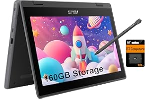 IST COMPUTERS ASUS Chromebook Flip CR1 2-in-1 Laptop (11.6" Touchscreen, Intel Celeron N5100, 4GB RAM, 160GB Storage) Ruggedized & Water Resistant for Student & Home, 8MP Webcam, Wi-Fi 6, Stylus Pen, Chrome OS