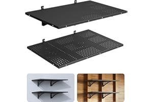 VEVOR 2-Tier Heavy Duty Wall Garage Shelving, 2 x 3 ft Steel Wall Mounted Shelving Unit, 12 x 72 Inch Per Shelf Floating Stor