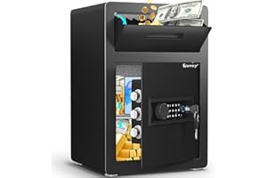 Kavey 3.0 Cub Drop Safe for Business, Biometric Safe Box with Drop Slot & Adjustable Shelf, Money Box with Backlit Keypad & D