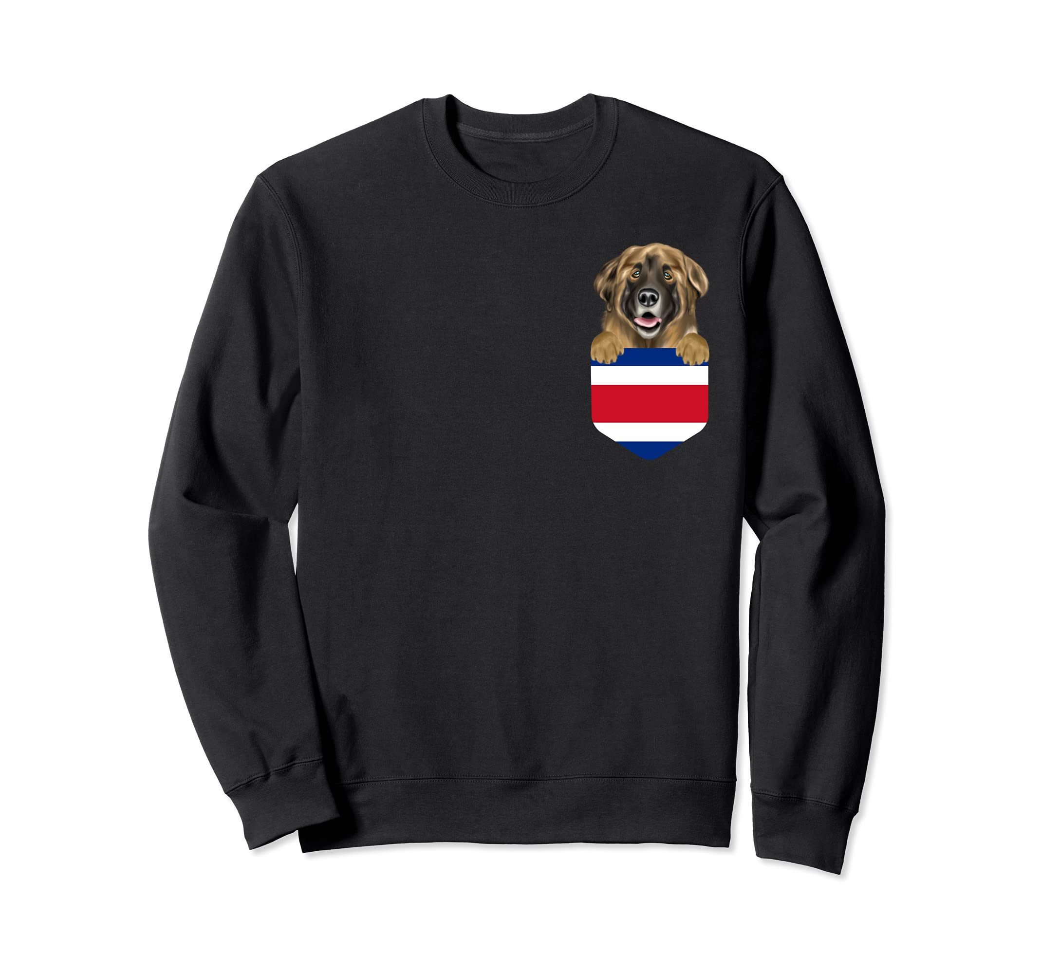 Costa Rica Flag Leonberger Dog In Pocket Sweatshirt
