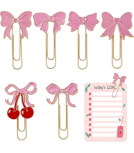 7 PCS Cherry Paper Clips Metal Paperclip Large Size Paper Clip Cute Bookmark Colorful Office Supplies Gifts For Teacher & Students, Bookmark Clamp
