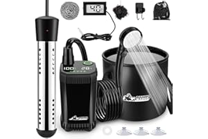 WADEO Portable Shower for Camping with Heater, Rechargeable Camping Shower with Intelligent LED Display, 5 Gal Foldable Bucket, 4 Spray Modes, Portable Shower for Travel, Pet Bath, Car Washing