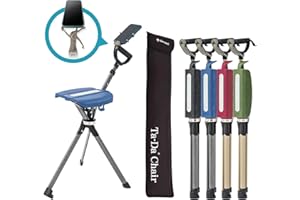 STEP2GOLD Ta-Da Chair Series 2 PRO, Portable Trekking Hiking Pole, Folding Walking Stick with Seat, Walking Cane with Chair, Foldable Chair, Lightweight Aluminum, Easy Carry and Storage, Anti-Slip