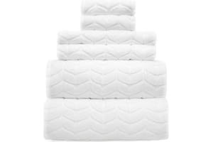 ALUSA HOME Ultra Soft & Stylish 700 GSM Luxury Bath Towels - 100% Zero-Twist, Long-Staple Cotton - Remarkably Absorbent & Quick Drying - 6 Piece Towel Set (White)