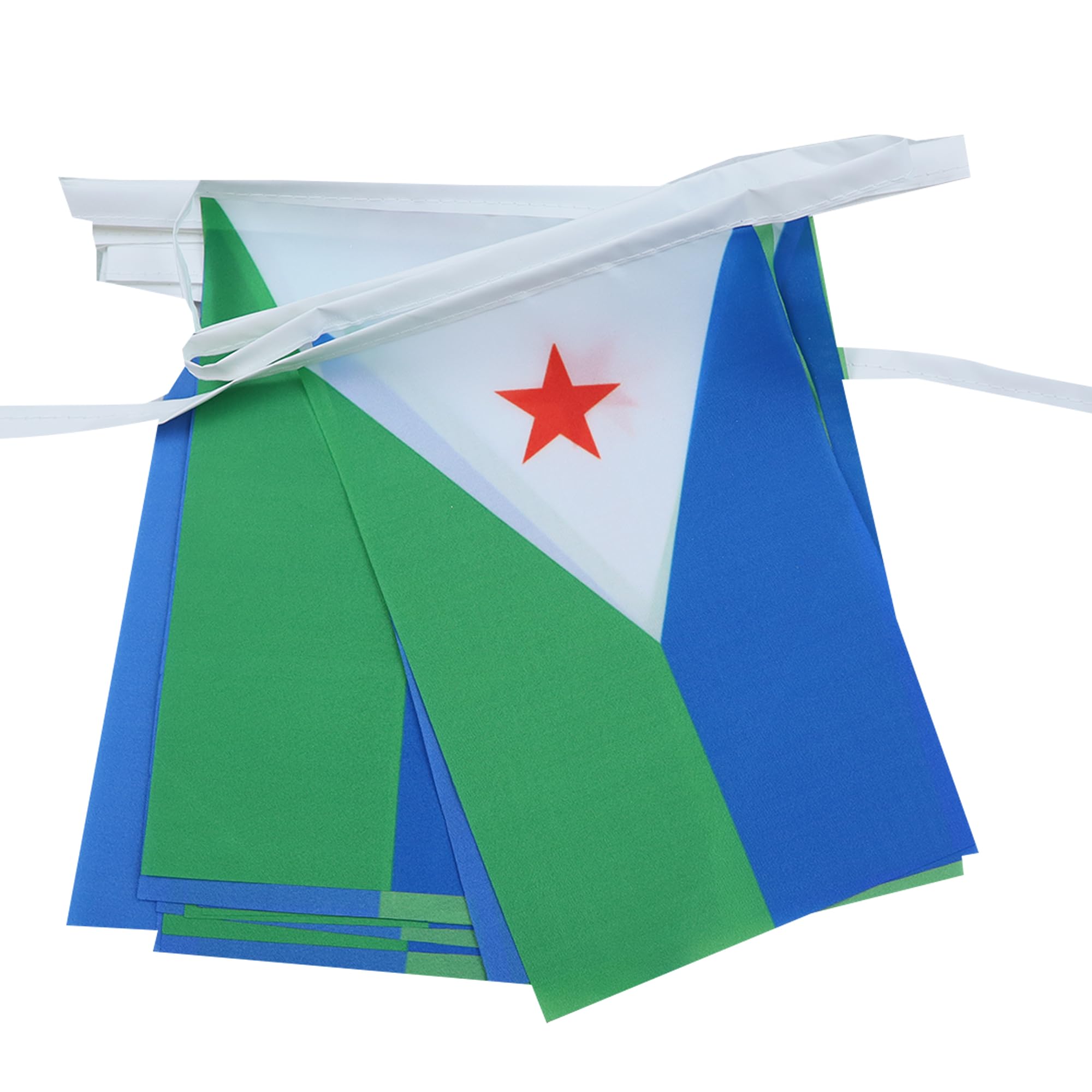 AZ FLAG Djibouti Bunting Flag, 20 Ft Garland with 20 Small Djiboutian Flags 8'' x 6'', 100% Polyester String Pennant, 6 meters