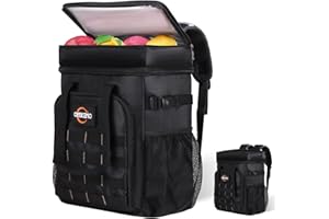 OREKEMO Insulated Cooler Backpack, 35 Can / 25L Large Camping Backpack for Outdoor, Beach, Picnic - Soft Lightweight Leakproof Cooler Backpack for Women and Men (Black, 25L)