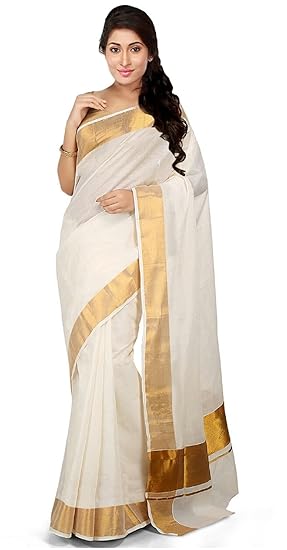 selvamani tex cotton kerala kasavu zari solid saree