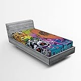 Ambesonne Urban Graffiti 2 Pack Fitted Sheet, Hip