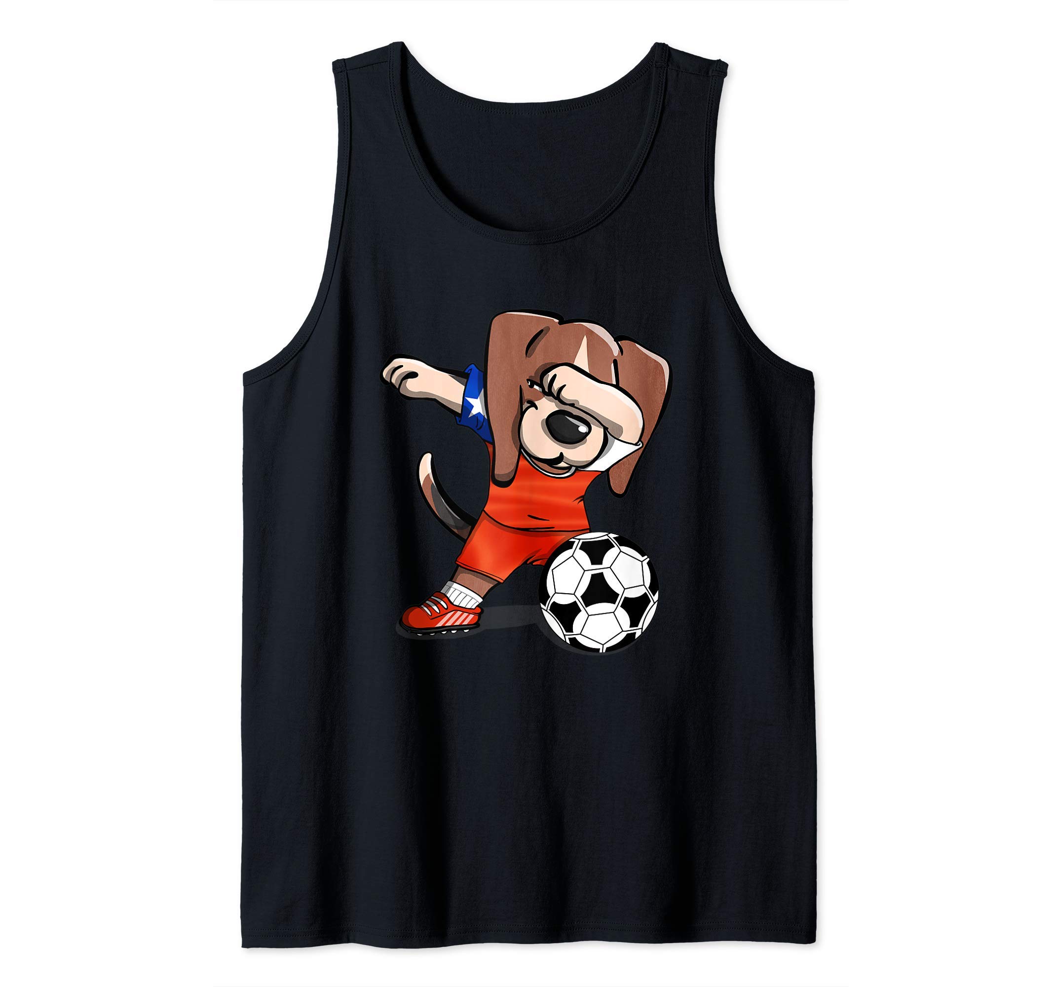 Funny Dabbing Beagle Dog Chile Football Chilean Flag Soccer Tank Top