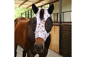 Jeffers Expression Lycra Horse Fly Mask – Full Size, Rose Garden – Lightweight Stretch Horse Mask with Mesh Eyes & Ears, Breathable Lycra Fly Mask for Horses, Equine Summer Apparel & Gear