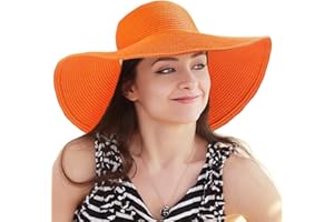 LADYBRO Women's Wide Brim Sun Hat - Sun Protection Floppy Straw Hat Summer Beach Hat