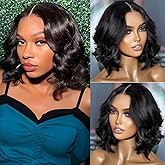 VRBest Wear and Go Glueless Wigs Pre Plucked Pre Cut 5x5 Body Wave Bob Wig Human Hair Wigs for Black Women Short Bob Wig Human Hair 180 Dentisty Natrual Color (10 inch)