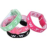 Canopus pet WWJD Wristbands, Faith Bracelets Set of 4, Pink Black Green, Adjustable Religious Band