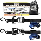 XSTRAP STANDARD 2Pk Heavy Duty Motorcycle Ratchet Tie Down Straps, 1.5" x 6' Safety Clip Hooks & Soft Loops, Cargo Accessory Securing Motorcycles, Dirt Bikes, Kayaks, Atvs, Utvs, Landscaping Equipment