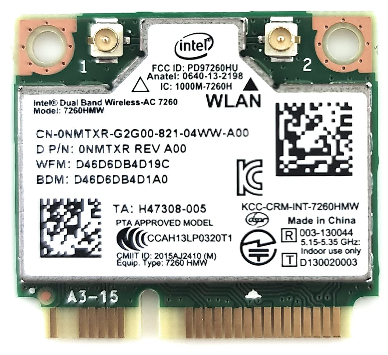 Intel Wireless-N 7260 (7260HMW AN) Intel® Dual Band Wireless-N 7260 Plus Bluetooth 4.0