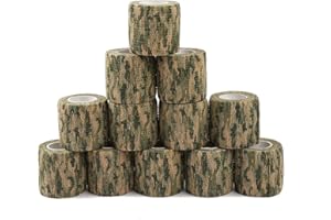 Yoo & Main 12 Roll Camouflage Tape Self Adherent Cohesive Bandage Wrap Rifle Shotgun Camo Wrap Tape Military Camo Stretch Form Bandage