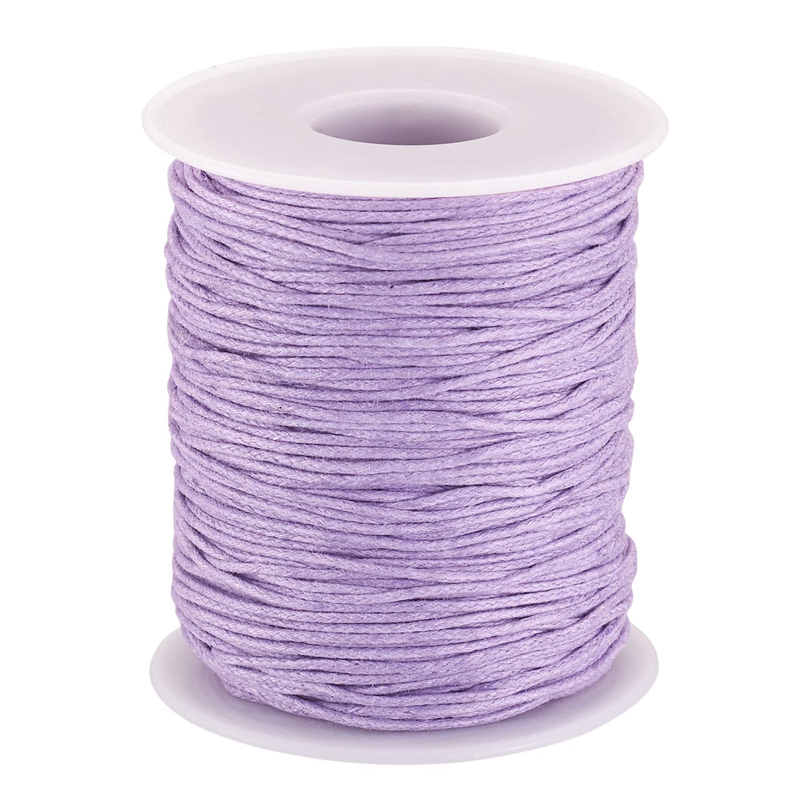 PandaHall 100 Yards/Roll Braided Cotton Cord 1mm Waxed Cotton Cord String for DIY Jewelry Making(Lilac)