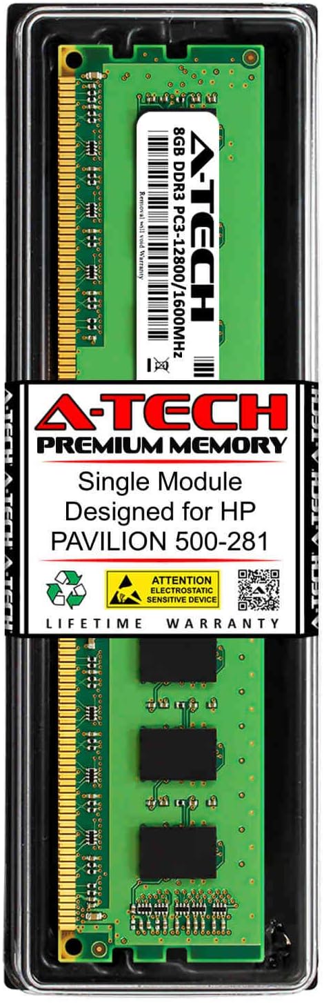 A-Tech 8GB RAM for HP Pavilion 500-281 | DDR3 1600MHz DIMM PC3-12800 240-Pin Non-ECC UDIMM Memory Upgrade Module