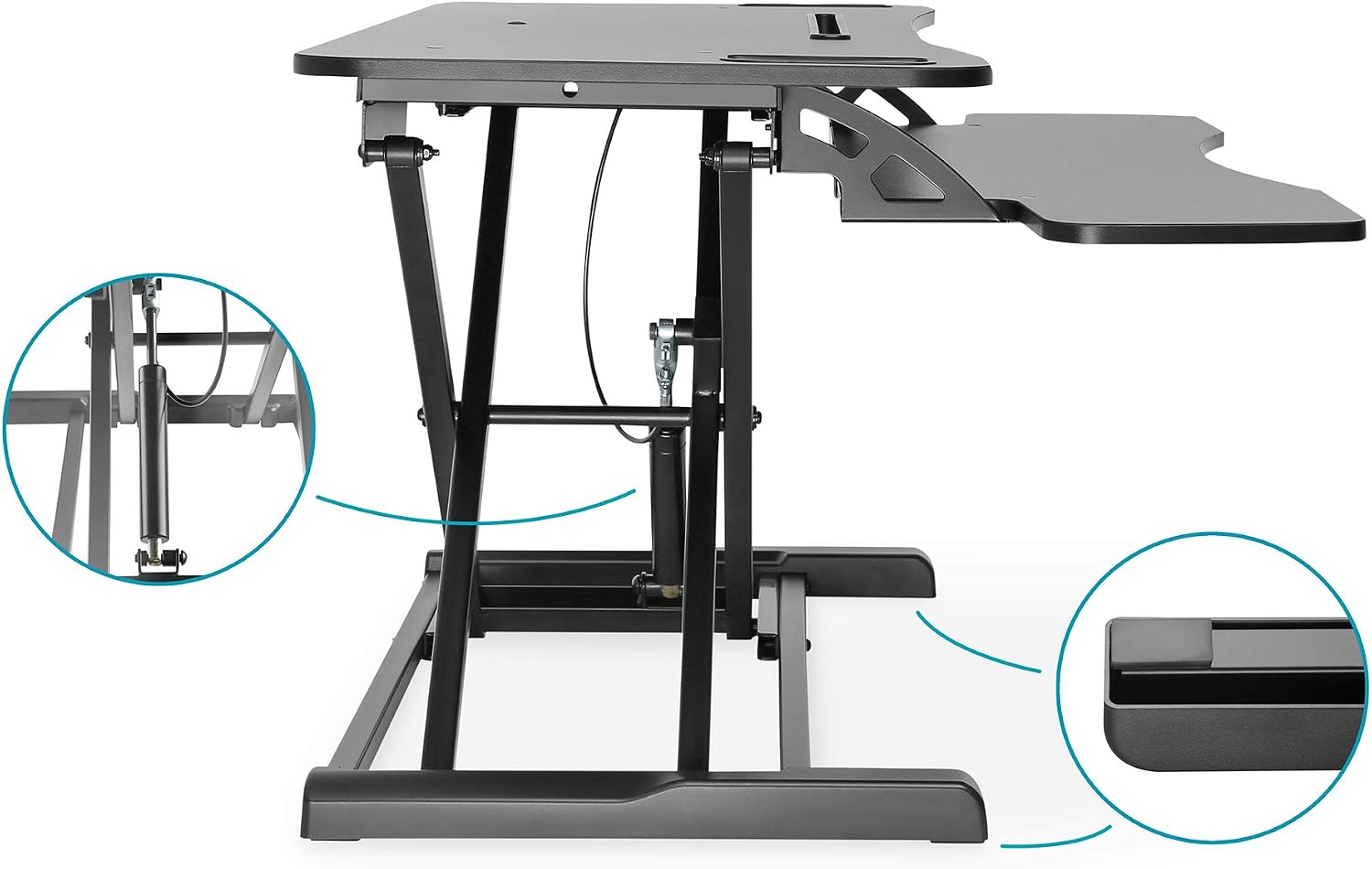 DIGITUS Ergonomic desk attachment for healthy working - Sit-stand workstation - Keyboard & mouse tray - Standing desk - Black - Image 3
