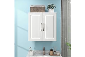 VANIRROR White Storage Cabinets, Bathroom Wall Cabinet Laundry Room Cupboard Over Toilet Space Storage Cabinet, Medicine Cabinet for Bathroom Kitchen with 2 Door and Adjustable Shelf