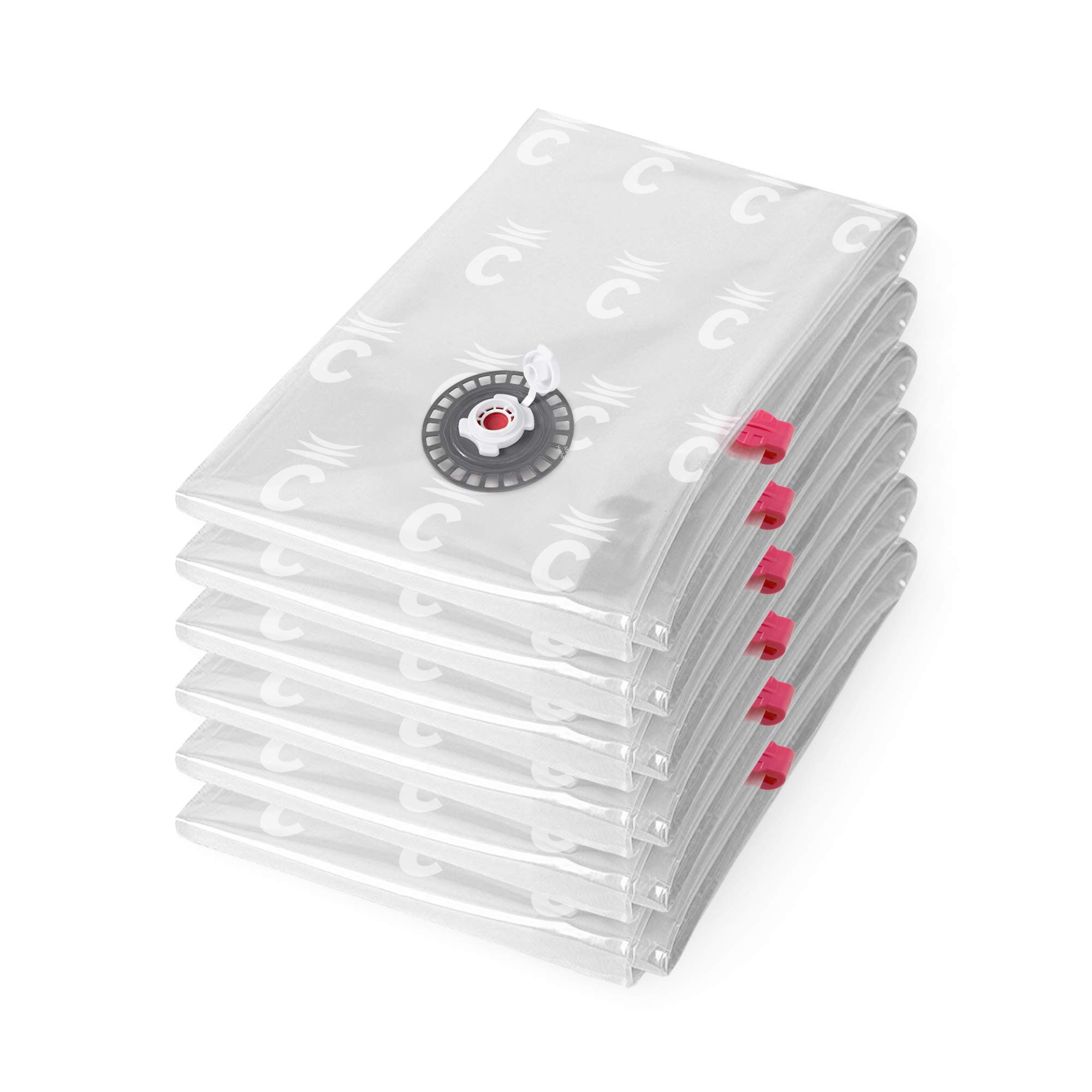 Compactor Aspispace Set of 6 Vacuum Compression Bags - Size M (55X90 cm) - Transparent, Reusable up to 100 Times