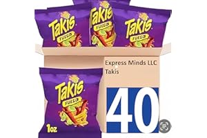 EXPRESS MINDS LLC Takis Fuego 40 pc / 1 oz Multipack, Hot Chili Pepper & Lime Flavored Extreme Spicy Rolled Tortilla Chips