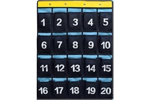 NIMES Numbered Organizer Classroom Pocket Chart for Cell Phones Calculators Holders Blue (20 Pockets)