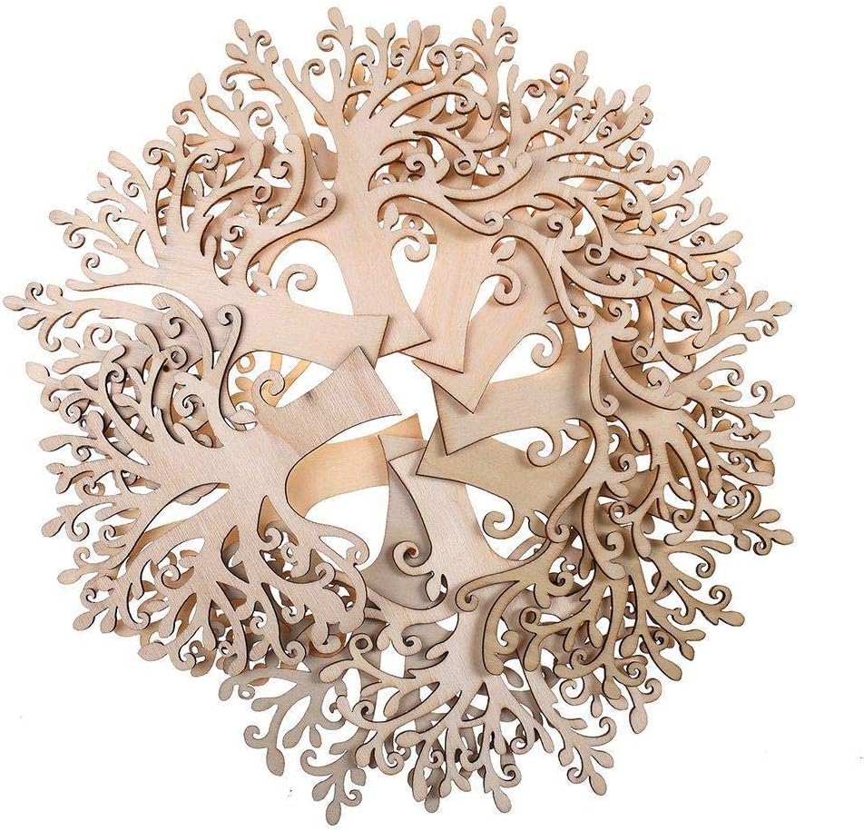 WopenJucy 10 Pack Blank Wooden Tree Cutout Embellishments for DIY Craft Supplies Wedding Christmas Ornaments