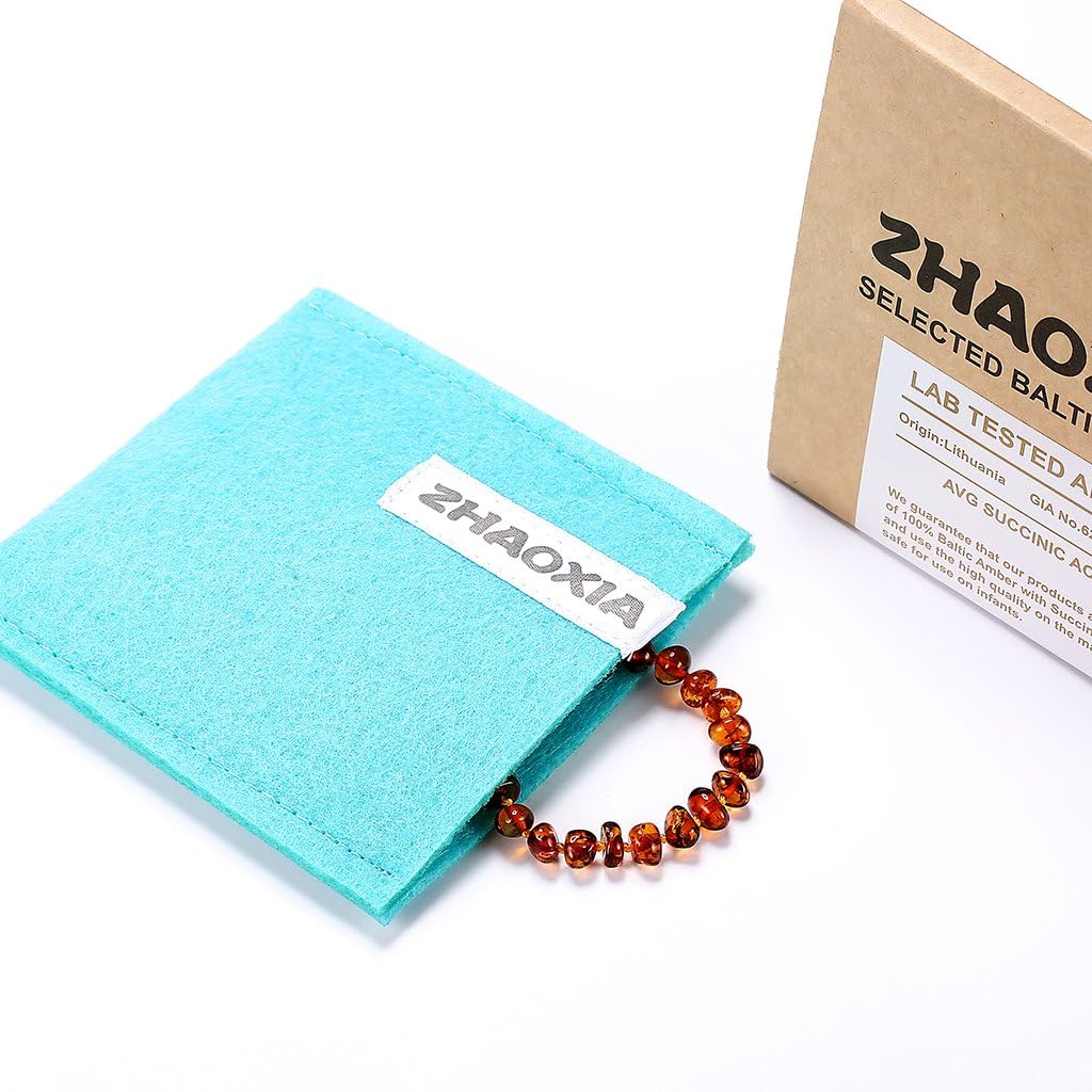 ZHAOXIA Baltic Amber Bracelets/Anklet Sizes 18cm - Cognac - Handmade Polished - Knotted Between Beads, 18 cm - Image 4
